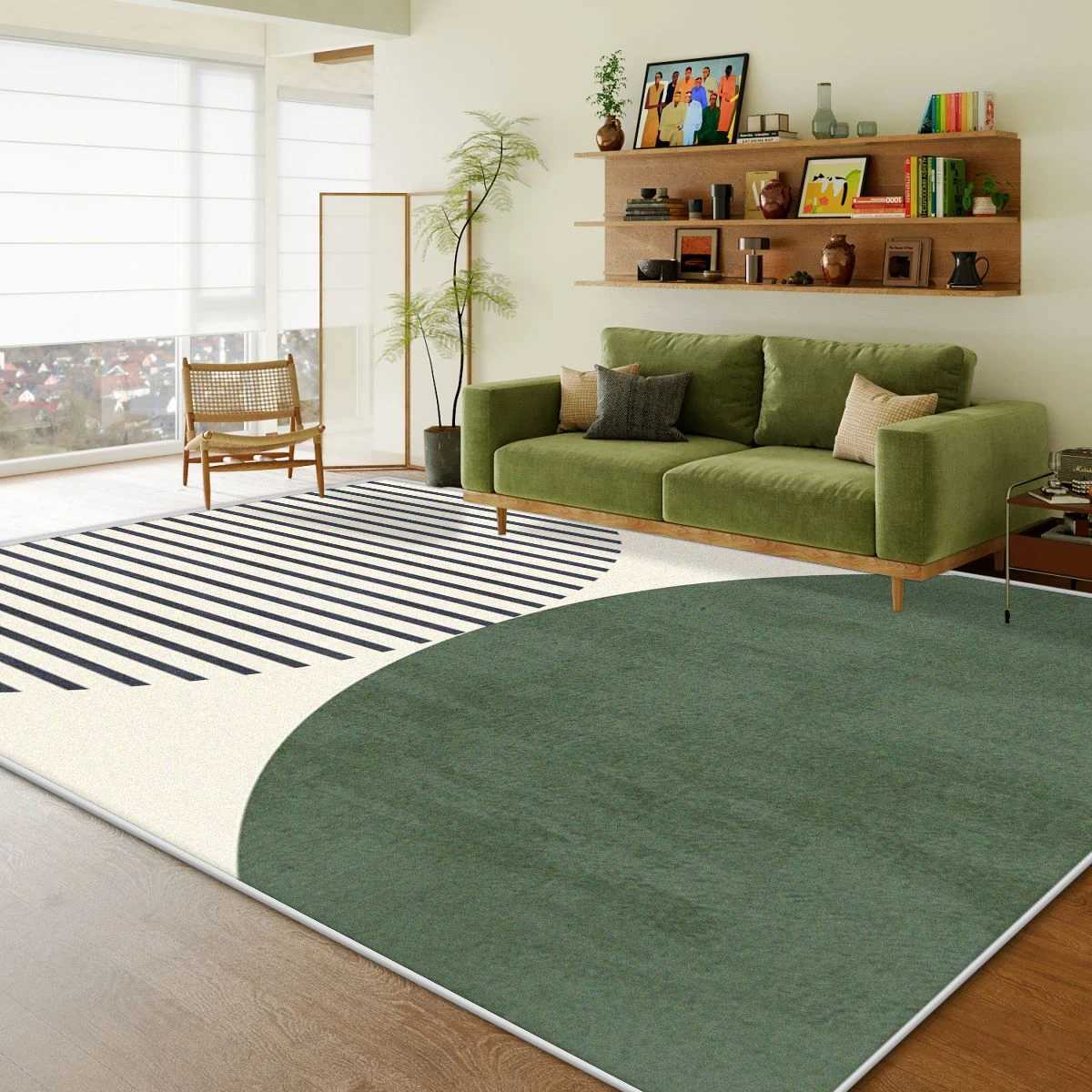 Green Living Room Carpet Light Luxury High-end Large Bedroom Bedside Rug Sofa Area Floor Mat Y251110
