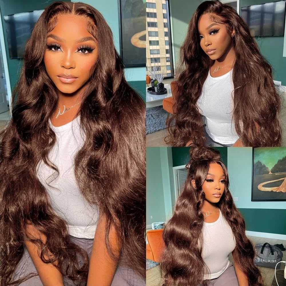 Chocolate Brown Body Wave 13X4 13x6 Lace Front Human Hair Wig For Women 360 Hd Full Lace Wig Brazilian Brown Colored Frontal WigT251111