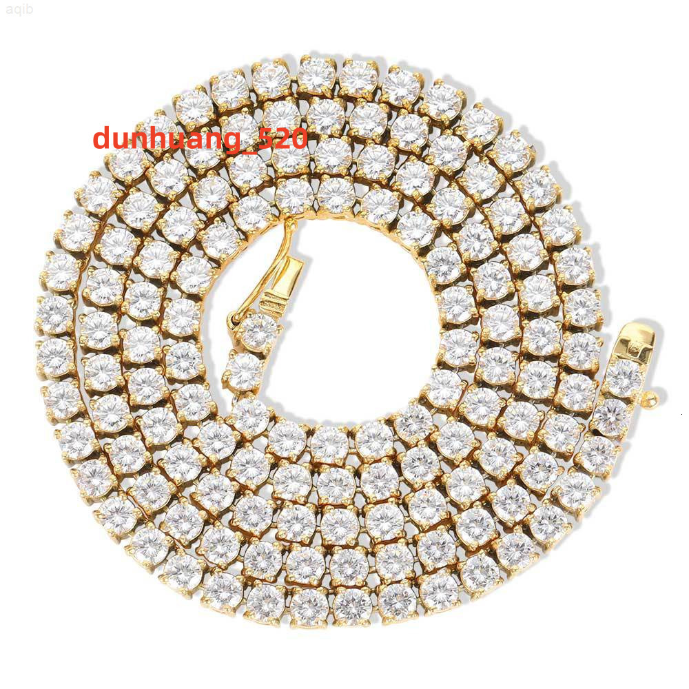 2024 High Quality 14k 10k Yellow Gold 925 Sterling Silver d Vvs Moissanite Chain Tennis Necklace for Women