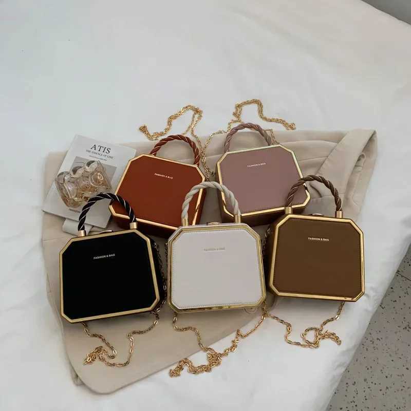 Hard Box Shape PU Leather Crossbody Bag with Short Rope Handle for Women 2022 Shoulder Handbags and Purses Lady Travel Cute ToteT251110