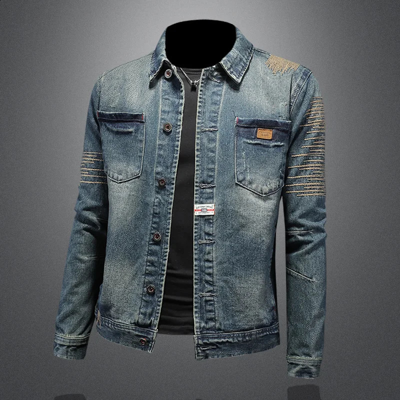 The main promotion of the trend explosive embroidered jackets in spring and autumn mens fashion denim clothing 250401