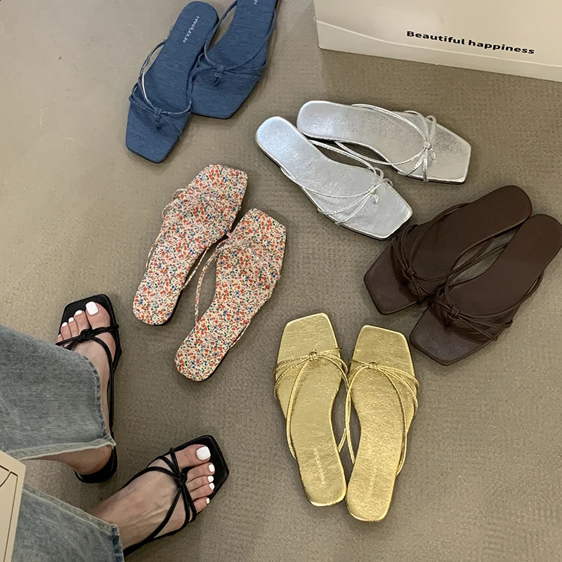 Summer Beach Flip Flop Womens Flats Slippers Comfort Slip On Slides Casual Dress Street Style Shoes 250410