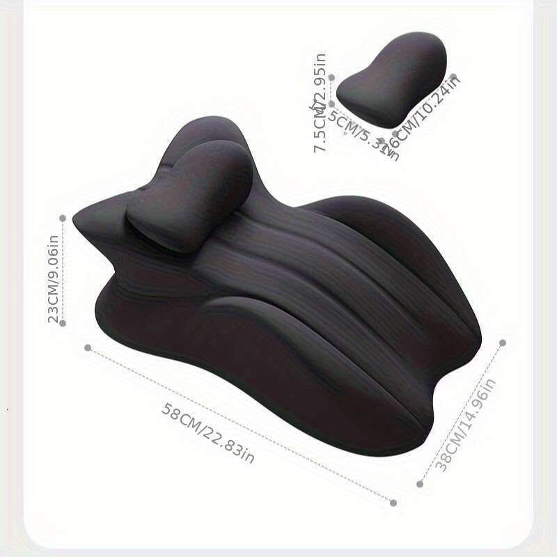 Ergonomic Back Pillow - Multifunctional Reading, Phone, and Side Sleeping Medium Support, Hand Wash Only, Black, Neck Comfort Pillow, Unique Wave Desi