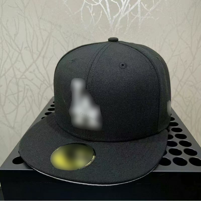 MLB Black la Flat Brim Hat - Non Adjustable Closed Back Baseball Cap Unisex Street Fashion Sun Protection Hat