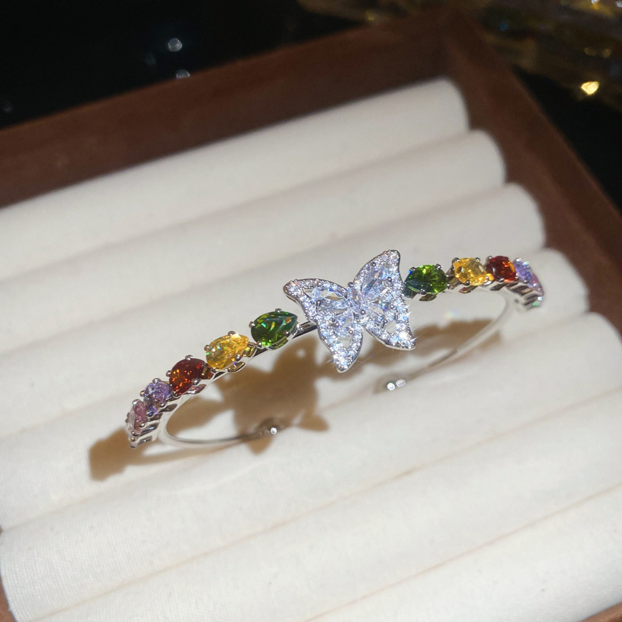 Zircon Butterfly Open Light Luxury High-end Niche Bracelet Retro Exquisite Versatile Elegant Jewelry Wholesale for Women - view 7