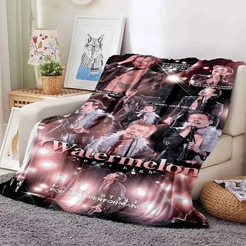 Harrystyles Flannel Soft Blanket Warm Retro Blankets for Beds Bedroom Living Room Sofa Blanket Travel Picnic Blanket C251111