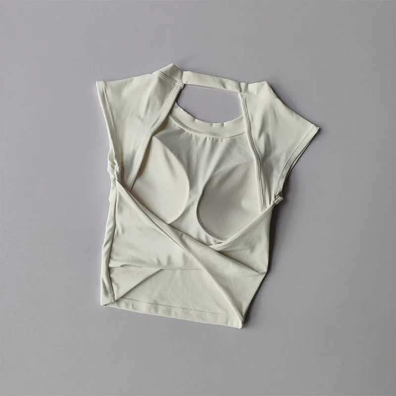 Sexy short back no fixed chest pad sports T-shirt vest womens tight fitting clothes quick drying weight loss yoga setW250411