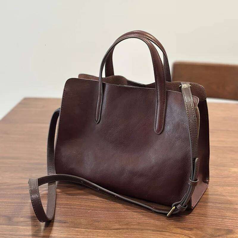 2025 Spring New Style Women's Casual Versatile Tote Made Of Top Layer Cowhide Small Genuine Leather Shoulder Crossbody Bag