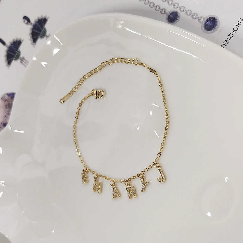 DODOAI Customized 6MM Letter CZ Zircon Bracelet Personalized Customization Name Bracelet Jewelry Name Word Customization Bracelet and Bracelet 250408