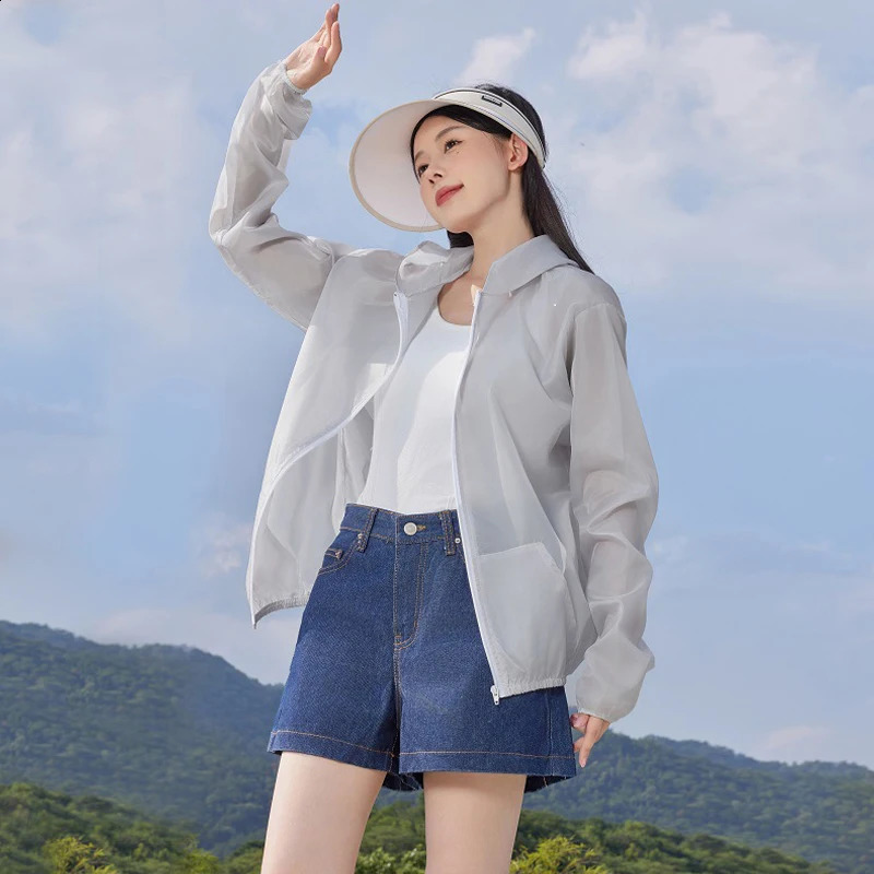Womens Summer Sun Protection Coat Anti-UV Quick Dry Jacket Sports Windbreaker Cycling Running Sunscreen Outdoor Casual Tops 250411