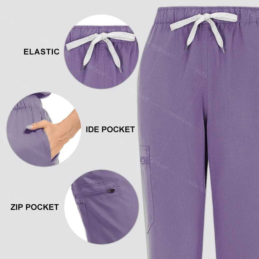 Multicolor Women Pet Shop Doctor Scrub Medical Surgery Workwear Scrub Set Scrub Uniform Short Slve Tops+Pants Nursing Uniform X2505281
