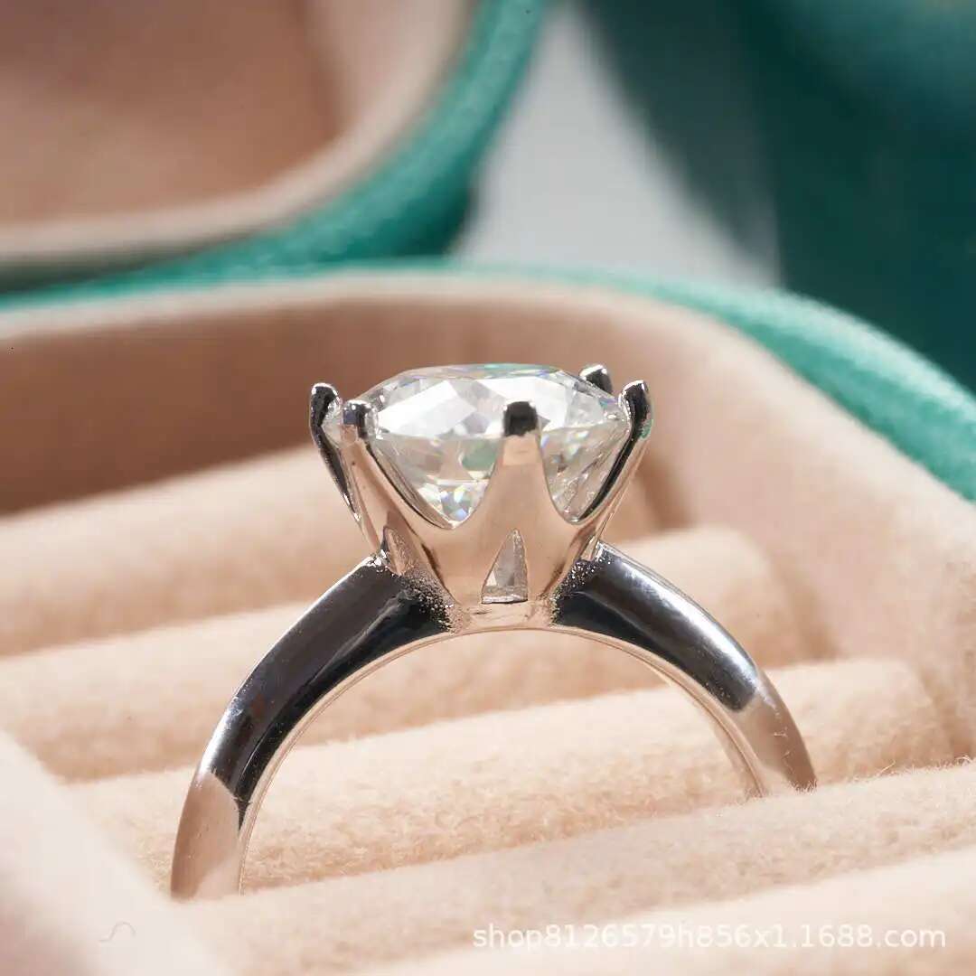 1/2/3/5CT 100-Faceted D Color Moissanite Classic Womens Ring S925 Sterling Silver Moissanite Diamond Wedding Rings