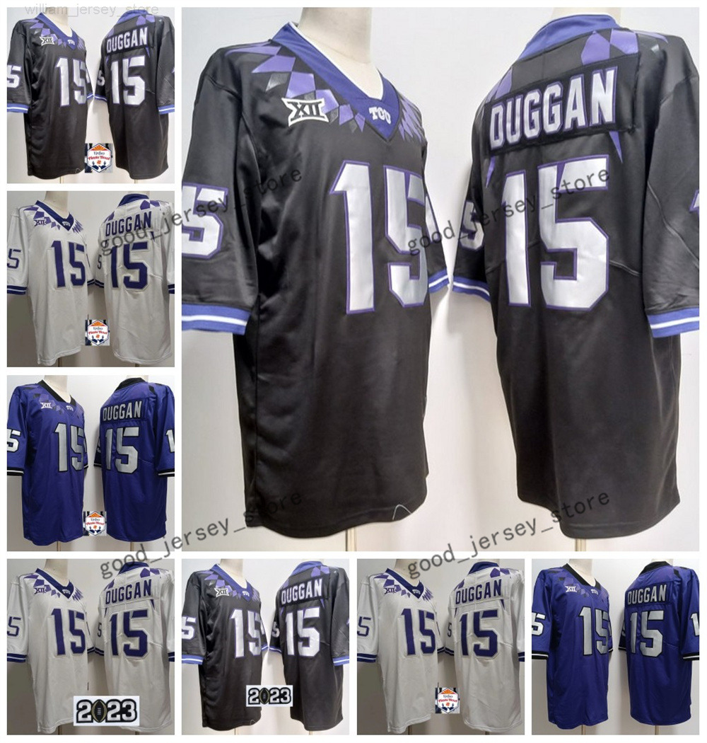 Custom Horned Frogs Football TCU Jersey 15 Max Duggan