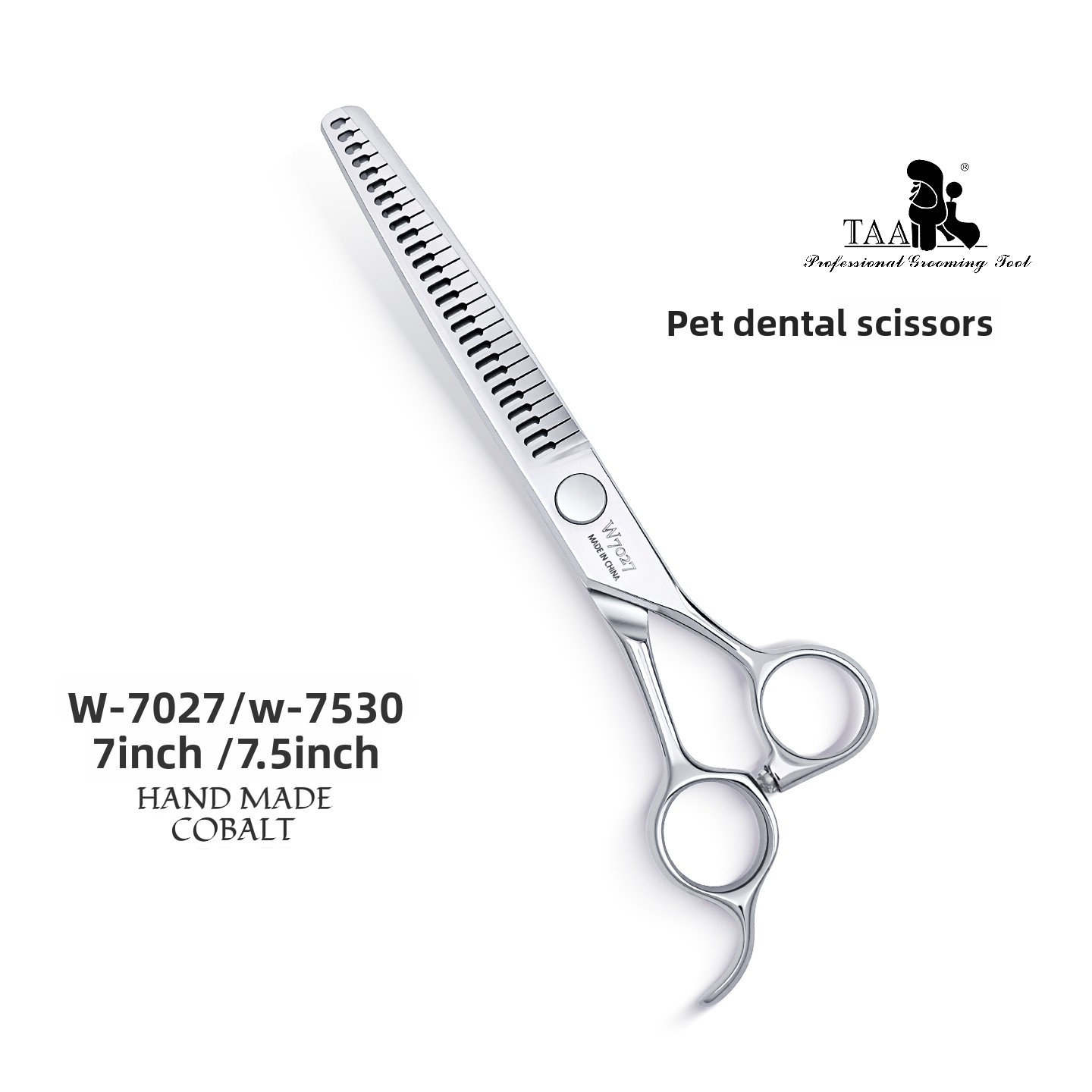 Professional Pet Grooming Dental Scissors, 7/7.5 Inch Cobalt Alloy Dog Cat Hair Trimming Shears, Precision Pet Grooming Tool -W7027/W7530