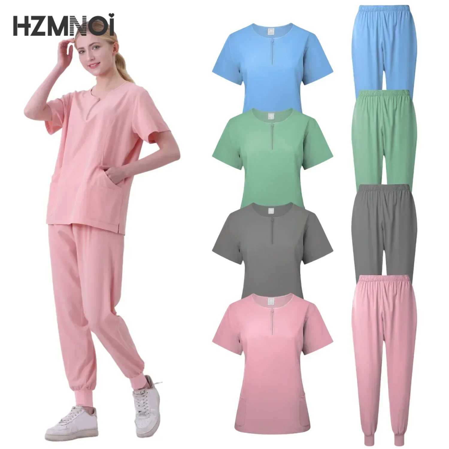 Summer Short-slved Hand Washing Suit Isolation Gown Surgical Gown Brush Hand Washing Suit Zipper Doctor Nurse Uniform X250410