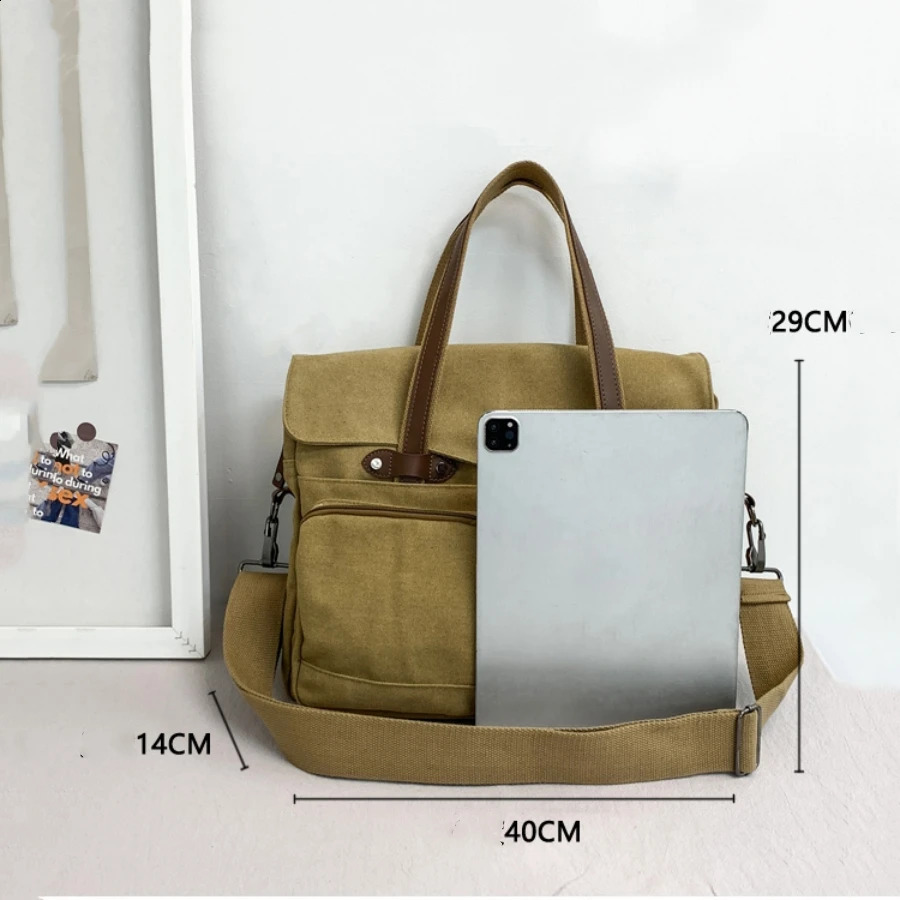 Large capacity briefcase mens travel bag canvas weekend shoulder bag multifunctional messenger handbag 250410