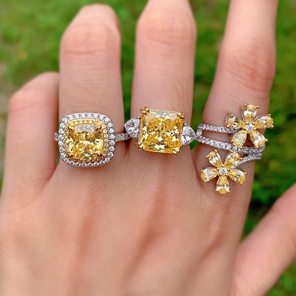 Vinregem Citrine High Carbon Diamonds Gemstone Elegant 100 925 Sterling Silver Fine Jewelry Ring for Women Anniversary Gifts 251107