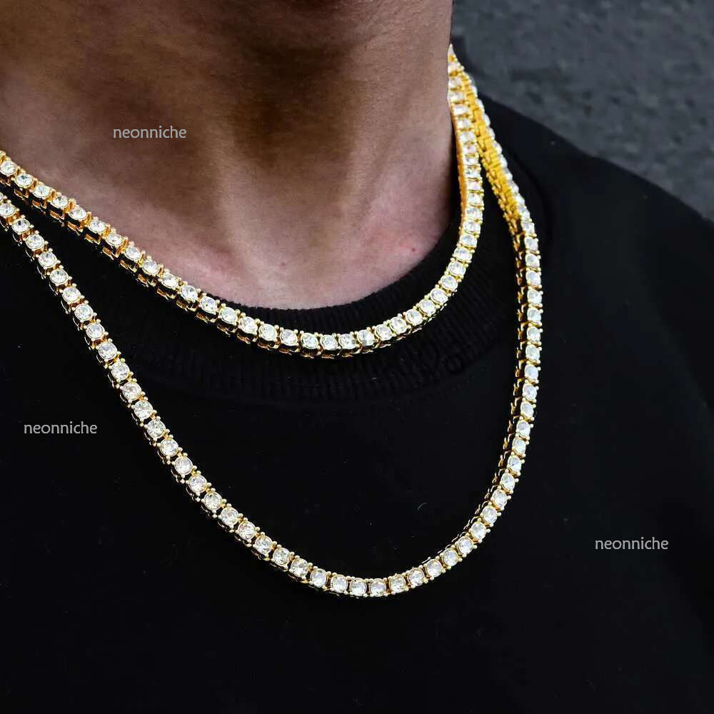 Pendant Necklaces New 4MM Iced Out tennis Brelet Neckle Men Tennis Fashion Hip-Hop Jewelry Women 16/18/20/24/30inch Choker Chain Gift J230620