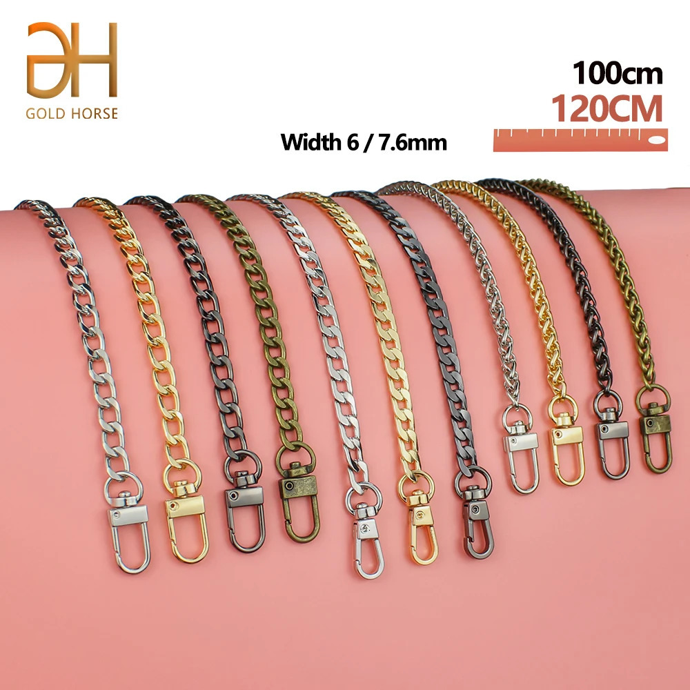 5Pcs 100-120CM Replacement Women Wide Metal Chain Bag Strap Handle Crossbody Shoulder Strap Accessories For Handbags 251110