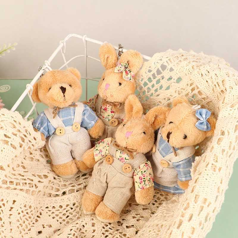 Cute clothing bear plush toy cartoon rabbit pendant soft filled doll keychain backpack car bag keyring decoration childrens gift W250411