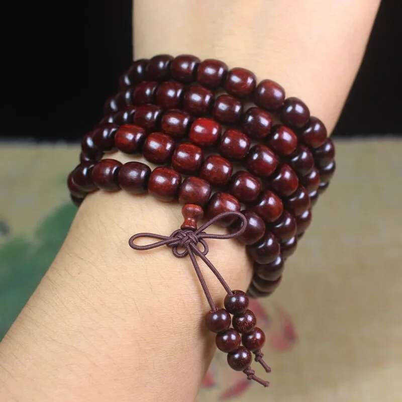 Red Sandalwood Old Type Bracelet 108 Small Leaf Rosewood Beads
