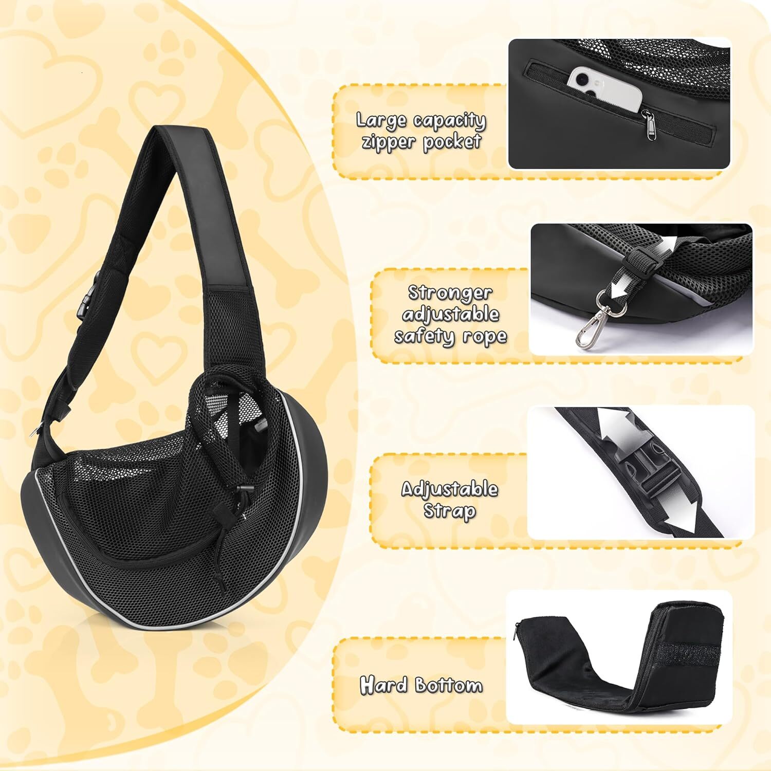upgraded dog strap strap m black suitable for puppies cats weighing up to 10 pounds approximately 4 5 kilograms detachable hard sole and breathable me
