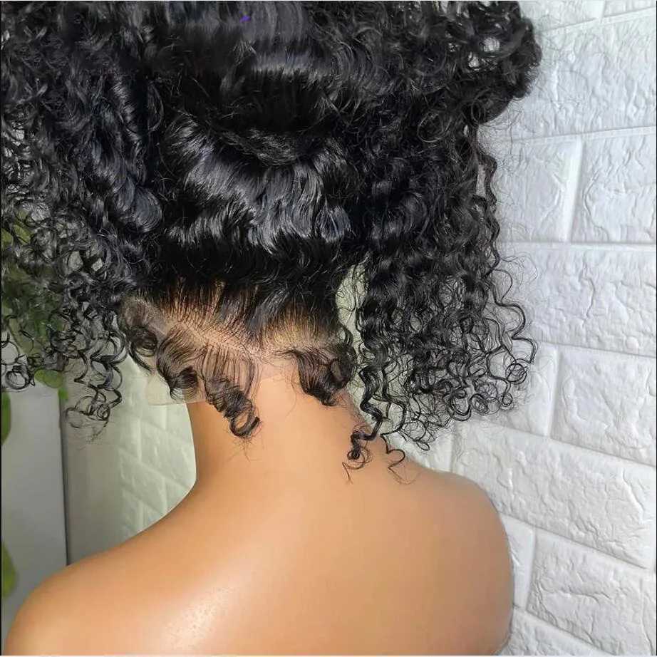 180 Density 26 inch Long Soft Black Kinky Curly Preplucked Lace Front Wig For Women Natural Hairline Wig With Baby Hair GluelessT251111