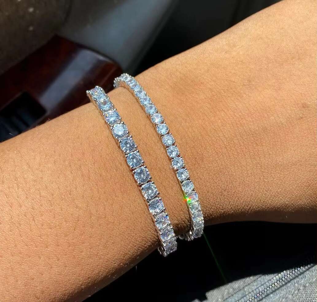 XG Diamond Tennis Link Chain S925 Silver Gold Plated 6.5mm Wide Tennis Chain VVS D GRA Moissanite Tennis Fine Jewelry Bracelets