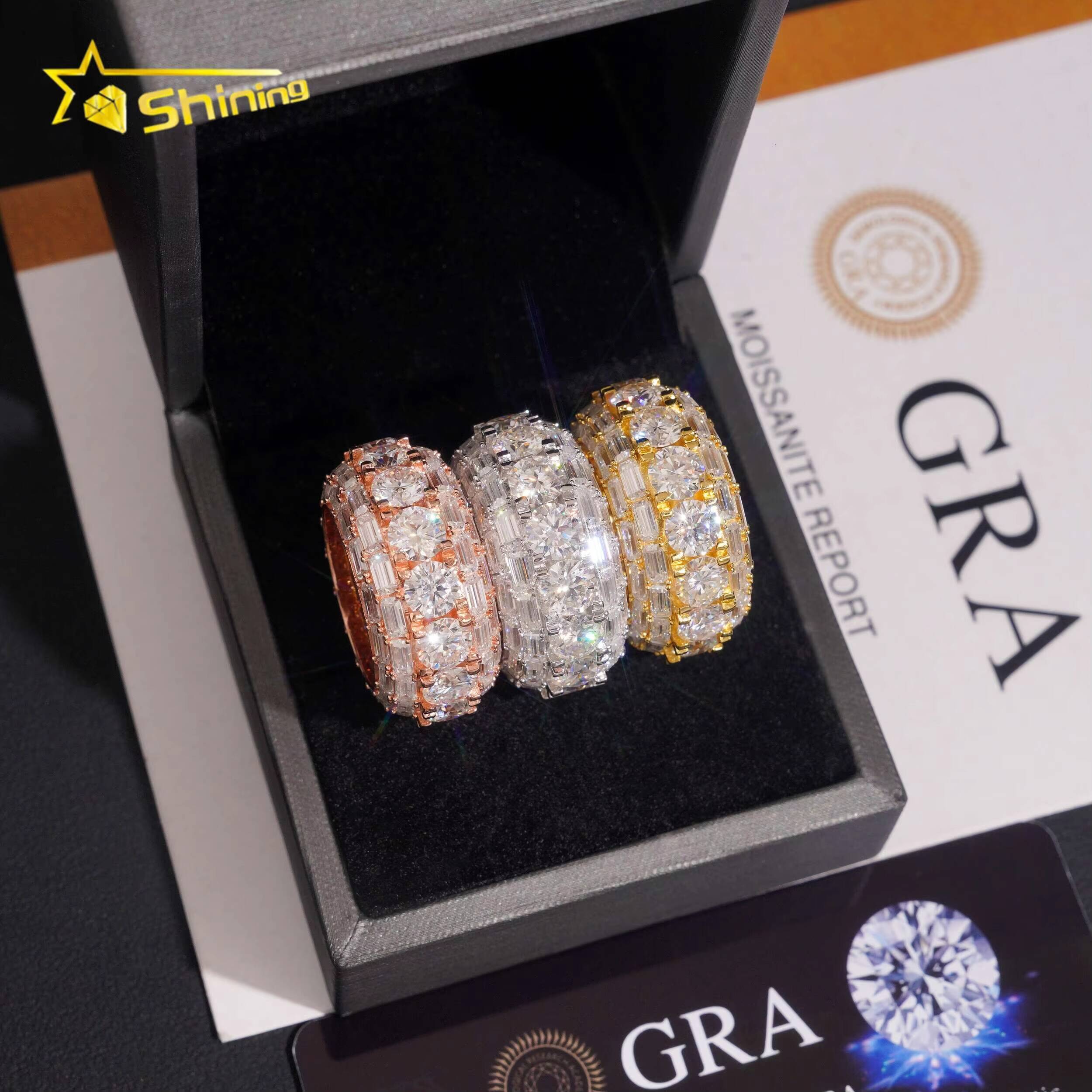 New Arrival Pass Diamond Tester Wholesale Silver 925 VVS Moissanite Fully Iced Out Wedding Ring Engagement Eternity Band Ring