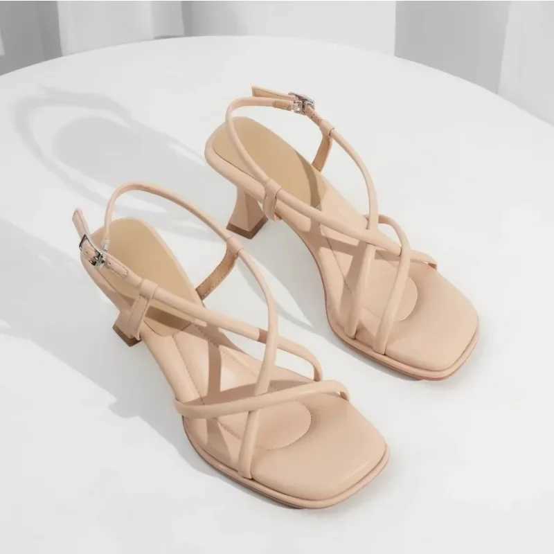 Womens high-heeled sandals comfortable summer casual womens shoes womens square sandals open toe shoulder straps unprinted sandals wedge shoesXJ250410