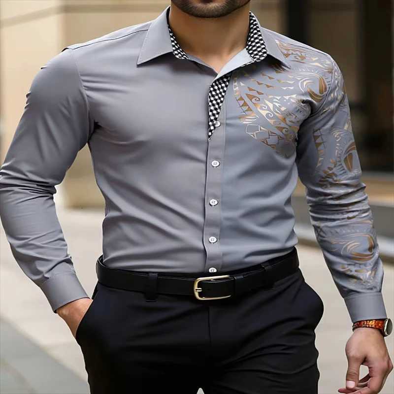 2025 Mens Casual Button Shirt Long Sleeve Lapel Top Spring Autumn Wedding Party Wear Blue Black Red 6XL K251110