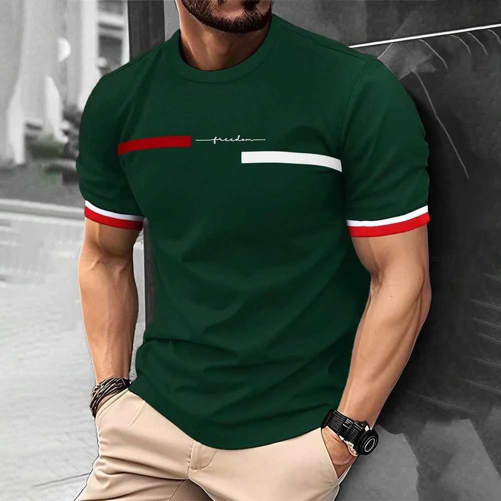 Fashionable summer 3D striped letter printed mens T-shirt hip-hop trend Harajuku streetwear casual O-neck oversized mens top M250411