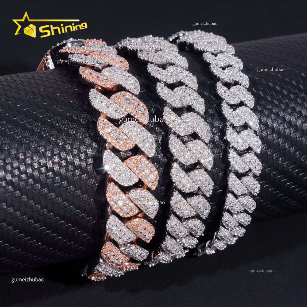 Wholesale Price 10mm 13mm 15mm Chain Sier Iced Out Vvs Moissanite Dia Hip Hop Jewelry Cuban k Bracelet Men