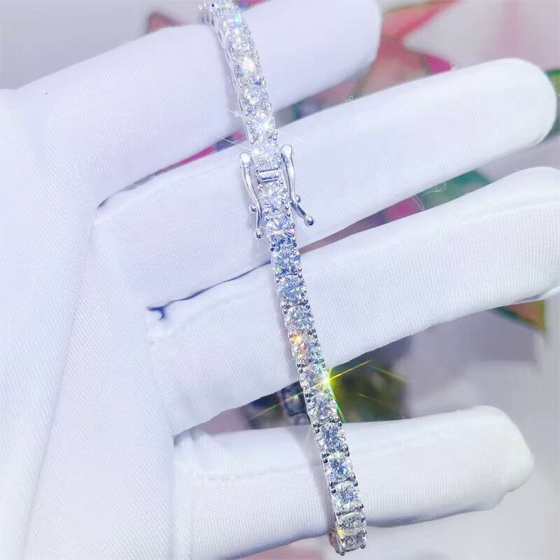 Iced Out 925 Sterling Silver 14K Gold Plated Novel Bracelet Inlay Moissanite Diamond Tennis Bracelet