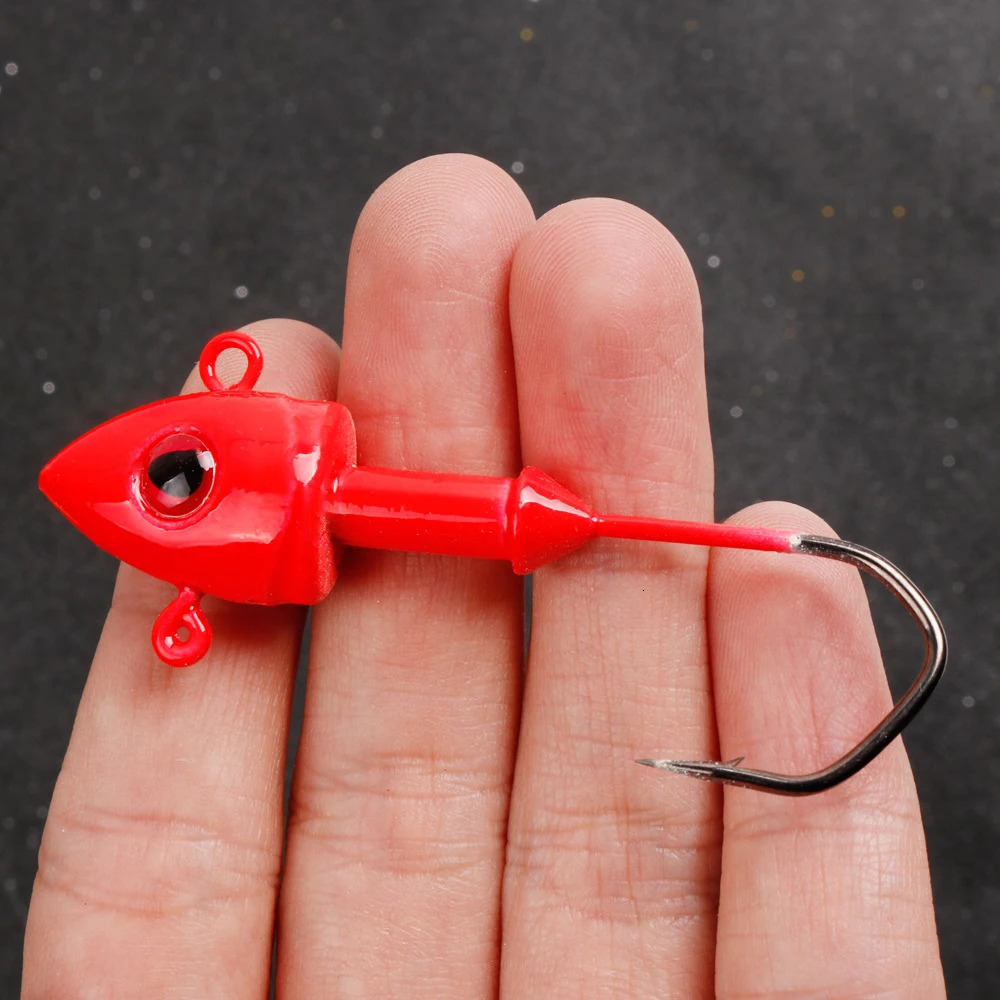 2PCS Jig Head Fishing Hooks 7g 11g 14g 21g 28g Stainless Steel Fishhook Luminous Worm Offset Hook 3D Eyes Bass Pike Pesca Tackle 251103