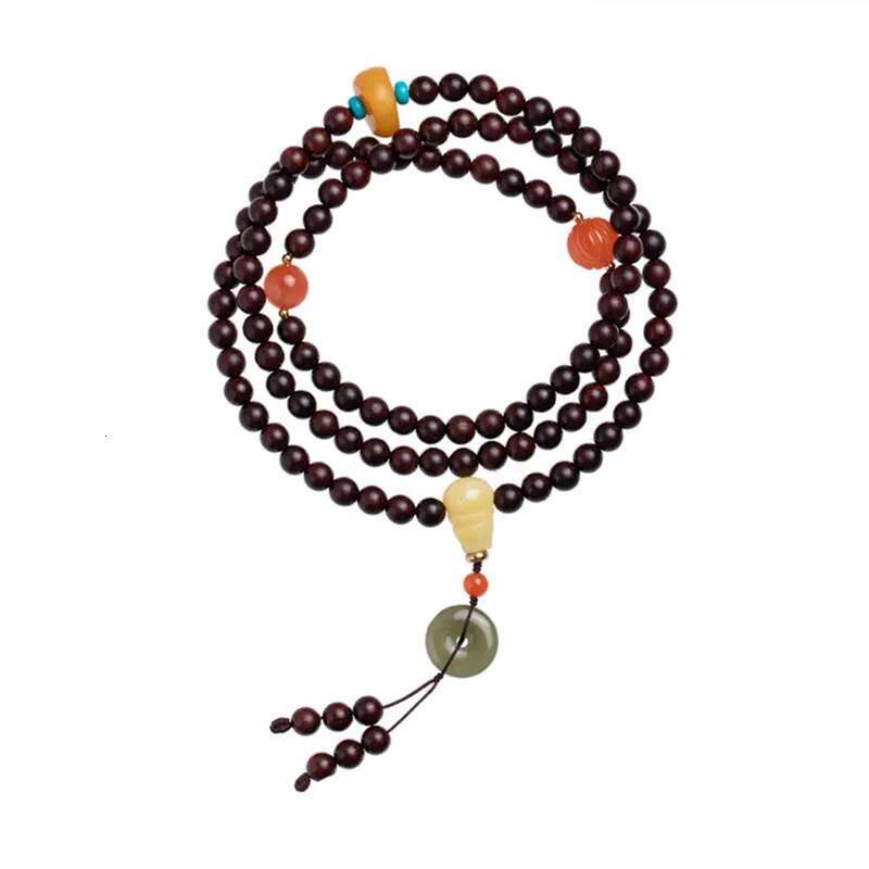 108 simple jewelry elegant small leaf Buddha beads multi-circle Women's retro bracelet Rosewood