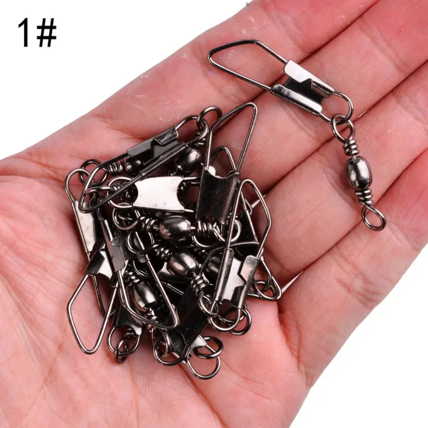 50Pcs Box Brass Barrel Fishing Swivel Solid Rings Fishing Pin Line Connector Fishhook with Interlock Snap Swivels Tackle Tool 251103