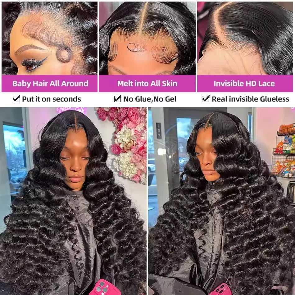 Loose Wave Human Hair Wigs 13X6 Hd Lace Frontal Wig Deep Water Wave Lace Front Wig Brazilian For Black Women 230 Density 40 InchT251111