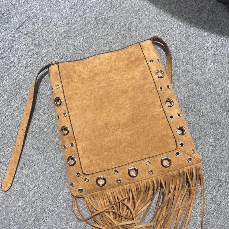 Women's Handbag And Puress Designer Rivet Shoulder Diagonal Span High-Quality Imitation Deer Skin Mobile Bag