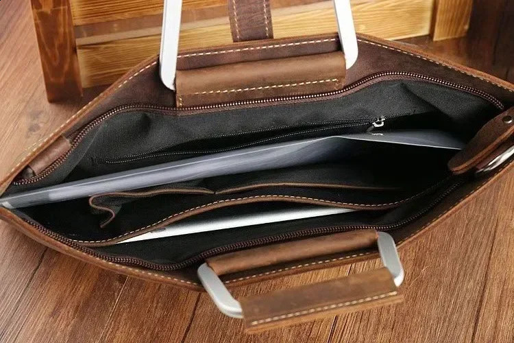 Fashionable clutch bag mens A4 document wallet top layer iPad leather business bag public document bag 250410