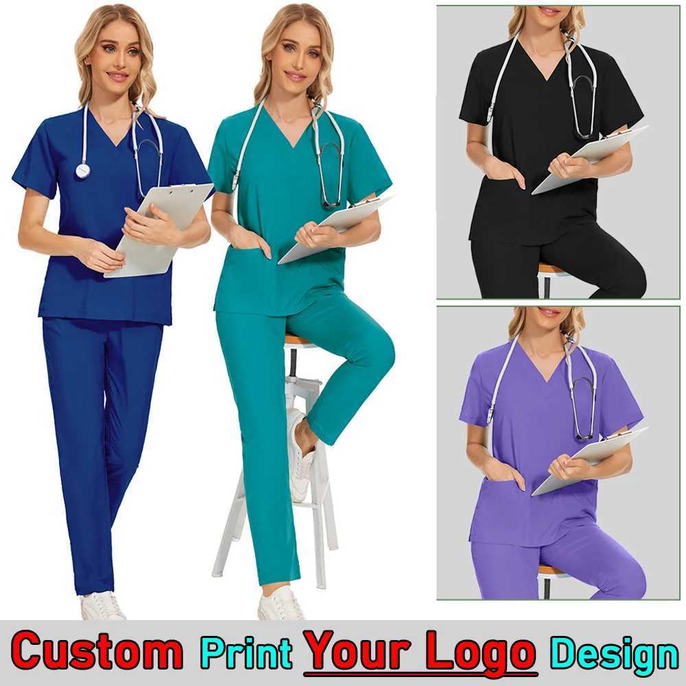 Customized printing breathable neutral medical uniform lightweight nurse washer set surgical beauty Sn Spa pet workwear X250410