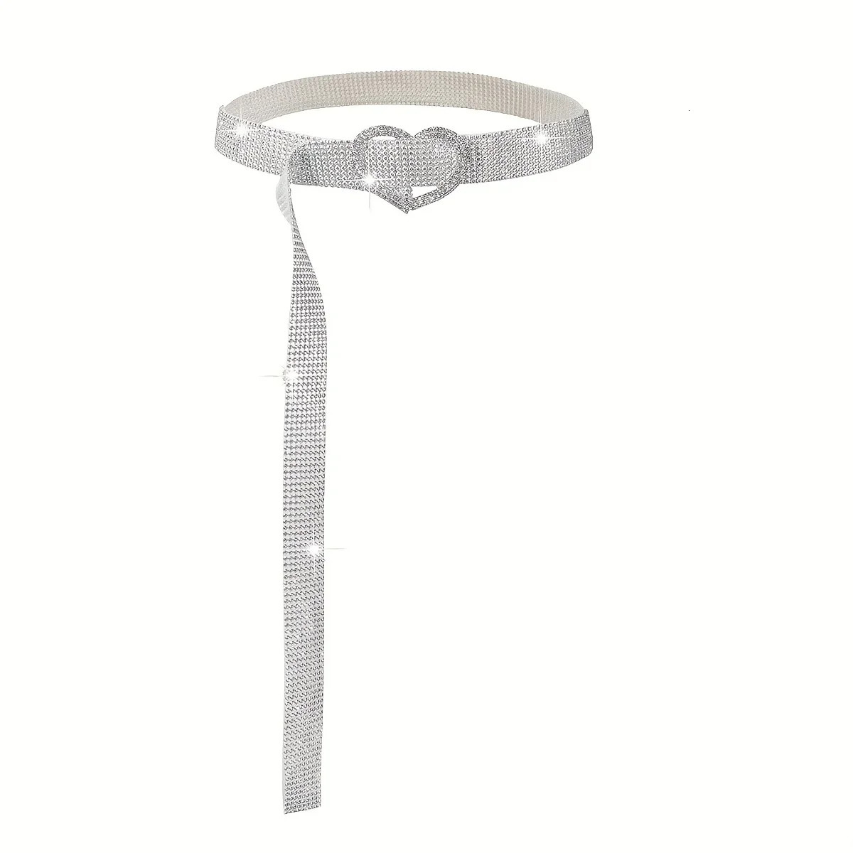 Full Rhinestone Inlaid Y2K Belts Heart Square Round Oval Pin Buckle Belt Stylish Hollow Out Wide Belt Dress Girdle For Women 251110