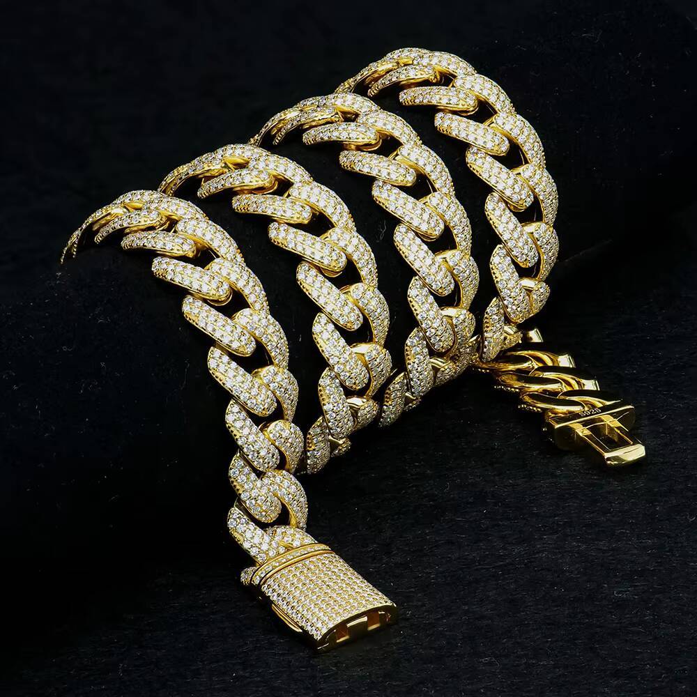 High Grade Polished Arc Style 10mm Arc 925 Silver Full Pave VVS DEF Moissanite Cuban Link Chain HipHop Jewelry for Boyfriend