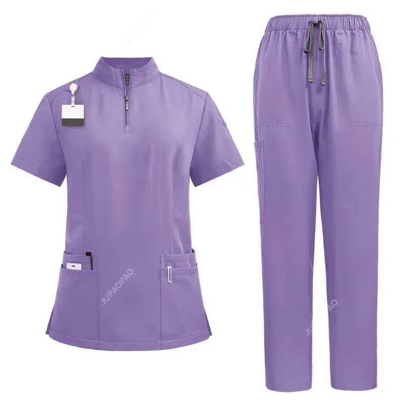 Neutral medical V-neck nurse Sculbs set womens hospital doctor work clothes oral surgery work clothes short Slve X2504101