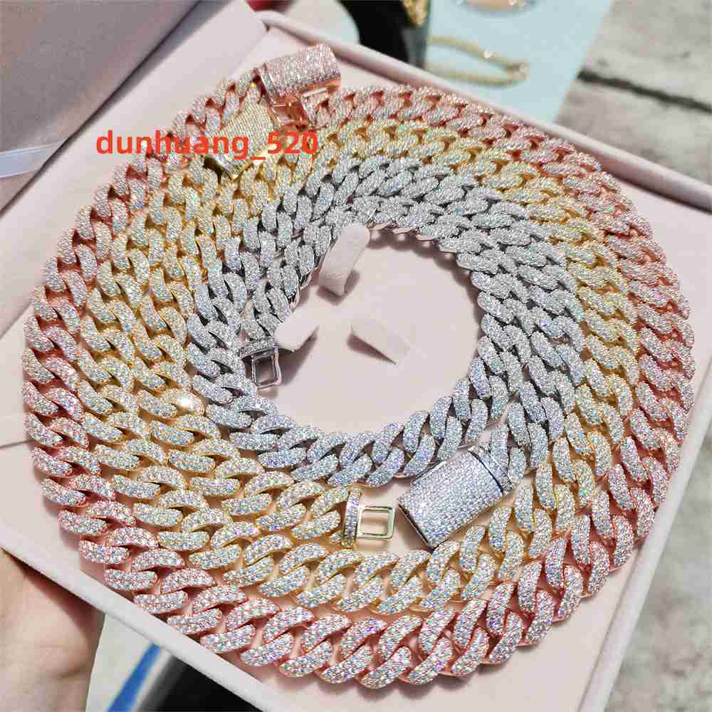 925 Sterling Silver with Gra Certificate High Quality Fashion Hip Hop Men Bling Moissanite Cuban Link Chain Jewelry Necklace