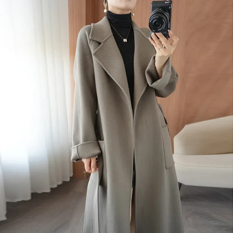 100 Pure Wool DoubleSided Cashmere Coat Women Autumn And Winter High Grade MiddleAged Woolen Female Loose Outerwear B573 251104
