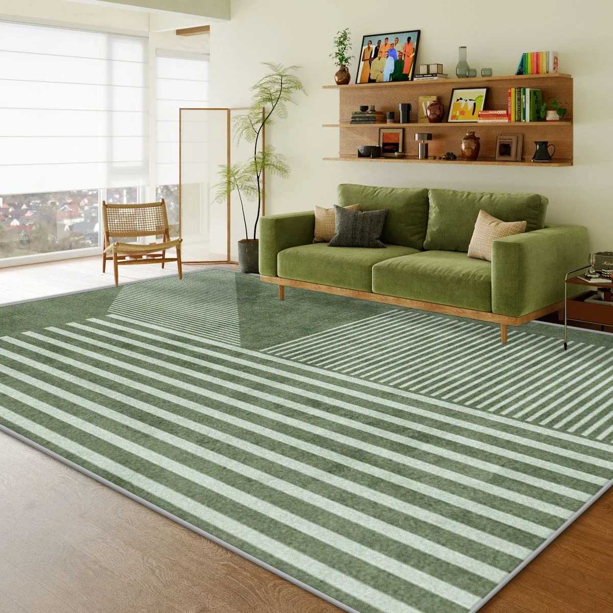 Green Living Room Carpet Light Luxury High-end Large Bedroom Bedside Rug Sofa Area Floor Mat Y251110