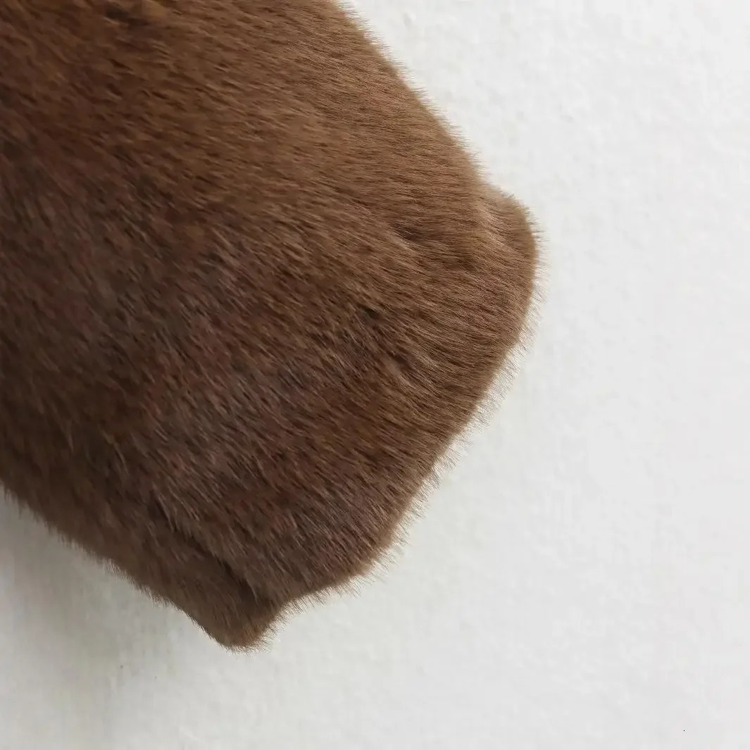 Loose Brown Faux Fur Collar Jacket Short Outerwear Womens Fashion Autumn Style Artificial Leather Coat Full Sleeve 251105
