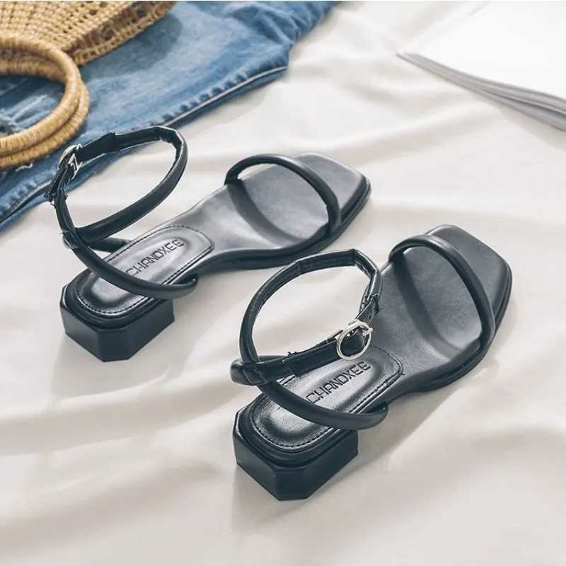 2024 Summer New Womens N-Slip Fi Sandals Elegant Womens Solid Comfort High Heels with Buckle Womens PumpXJ250410