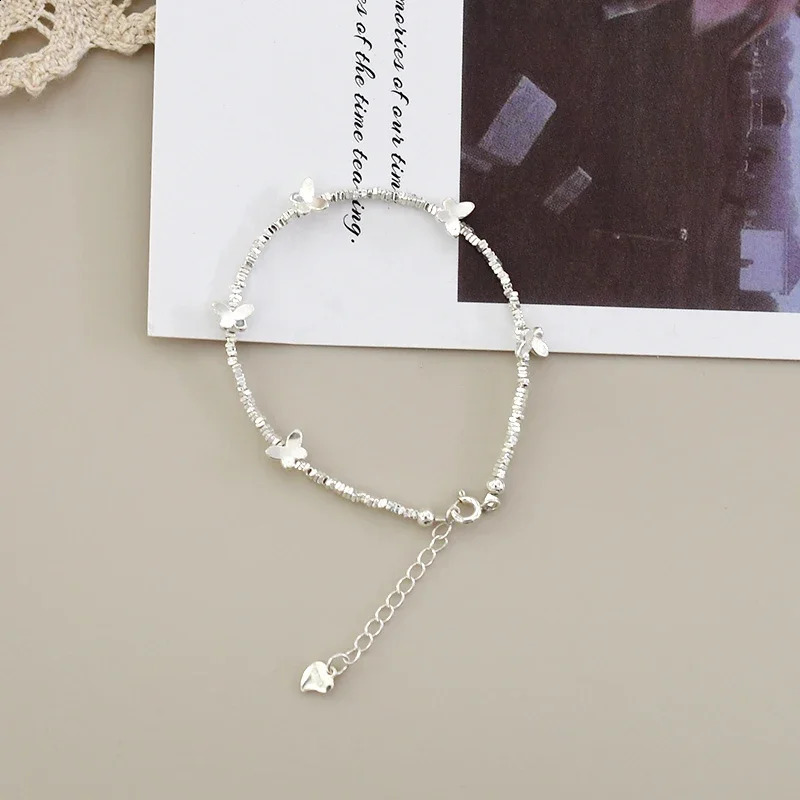 ASHIQI 925 sterling silver butterfly bracelet Broken Silver Womens Daily bracelet 250409
